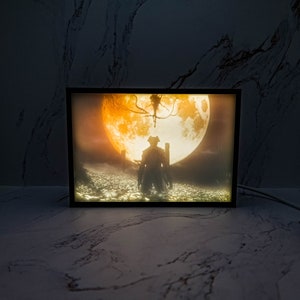 Bloodbourne Moon Presence | 3D Illuminated Shadow Box | Video game art decor Dark soul art gift | For bedrooms kidsroom living room gameroom