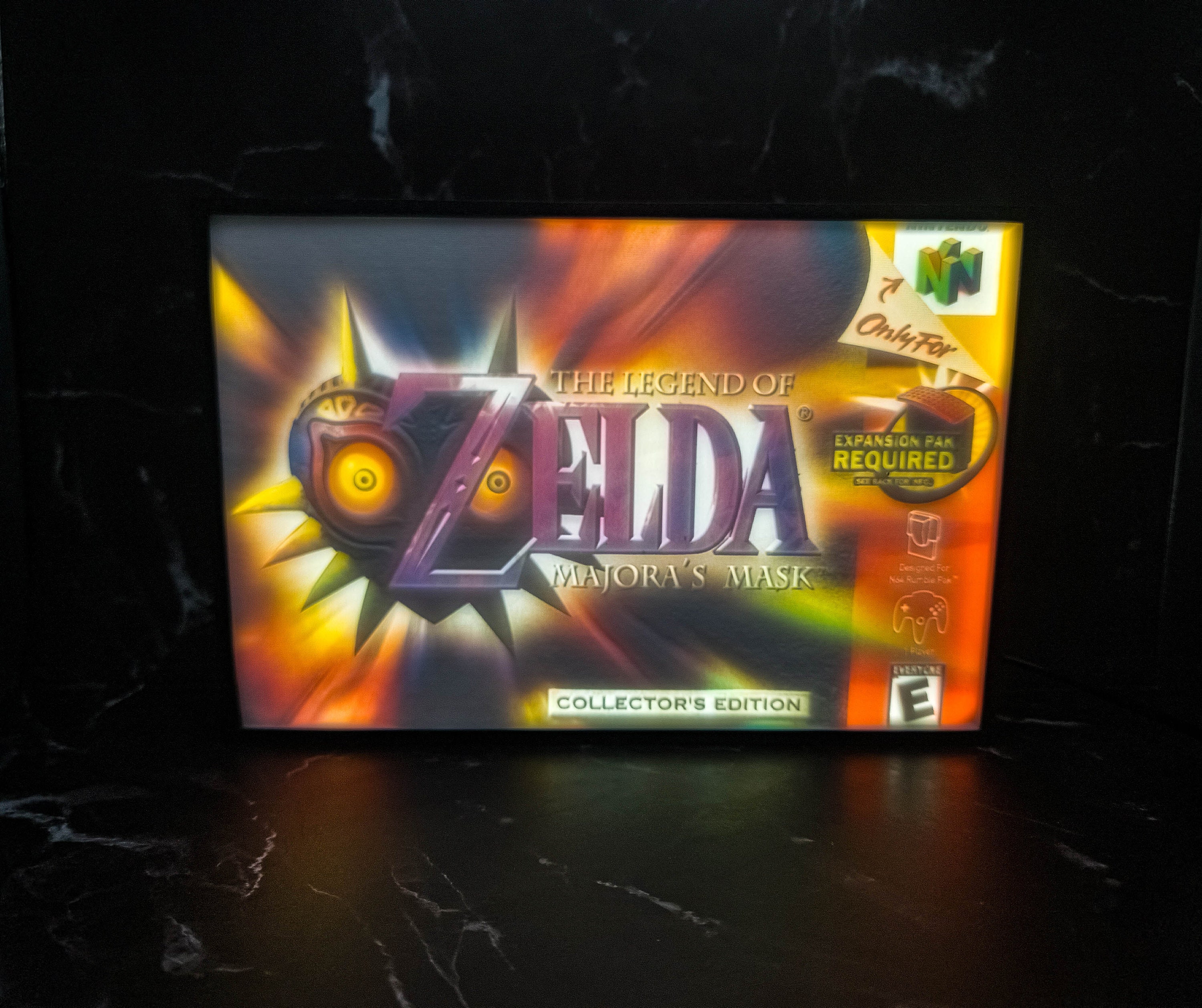 Majora's Mask N64 | 3d Illuminated Shadow Box | Video game art decor LoZ art gift | For bedrooms kidsroom living room gameroom