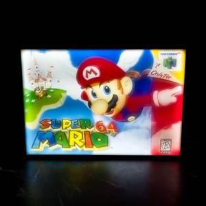 Super Mario 64| 3D Illuminated Shadow Box | Video game art decor Princess Peach glass art gift | For bedrooms kidsroom living room gameroom