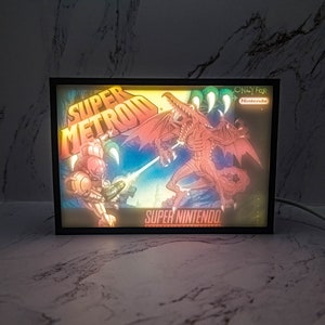 Super Metroid | 3d Illuminated Shadow Box | Video game art decor Metroid Samus art gift | For bedrooms, kidsroom, living room, gameroom