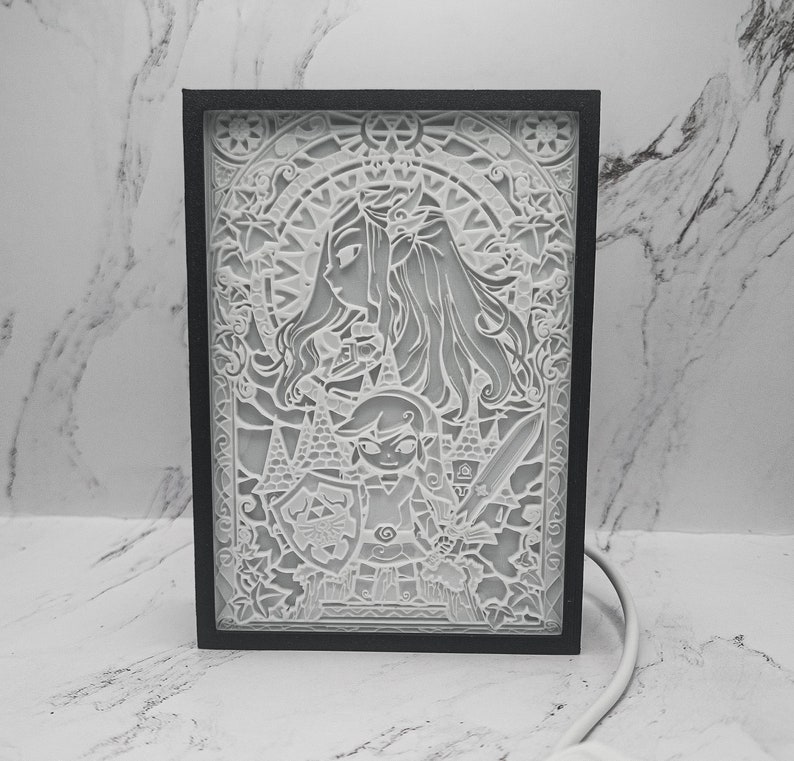 Stained Glass Legend of Zelda 3d Illuminated Shadow Box Video Game