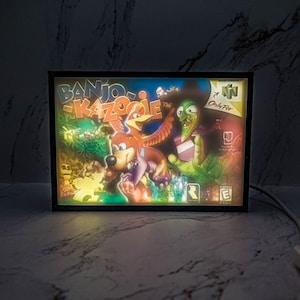 Banjo-Kazooie | 3d Illuminated Shadow Box | Video game art decor Banjo Kazooie art gift | For bedrooms kidsroom living room gameroom