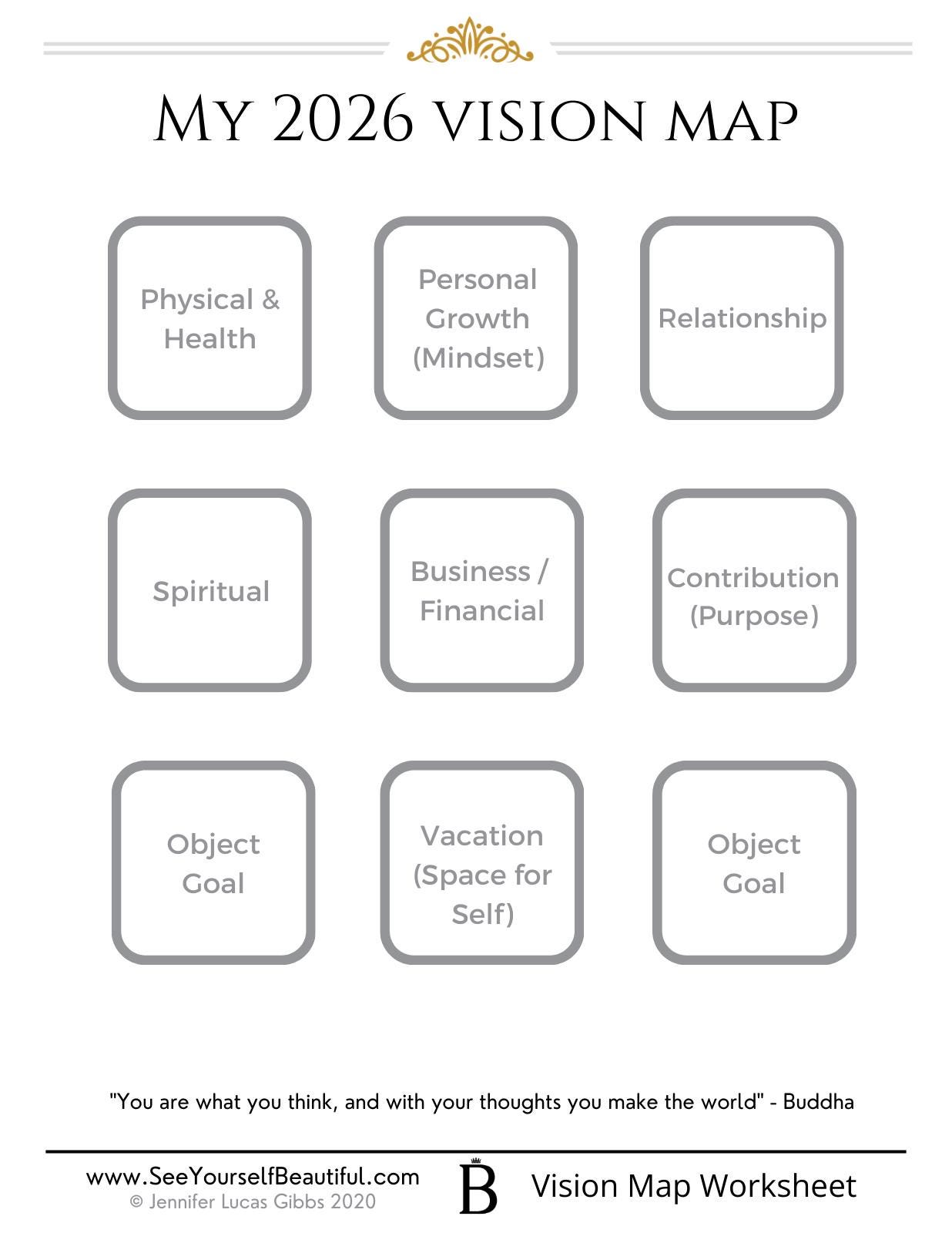 Vision Map Worksheet | Vision Board Template | Personal Development ...