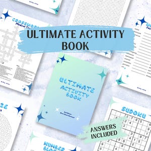 Puzzle Activity Book 120+ Pages | Brain Boost Bonanza, Sudoku, Crossword (Digital Download)