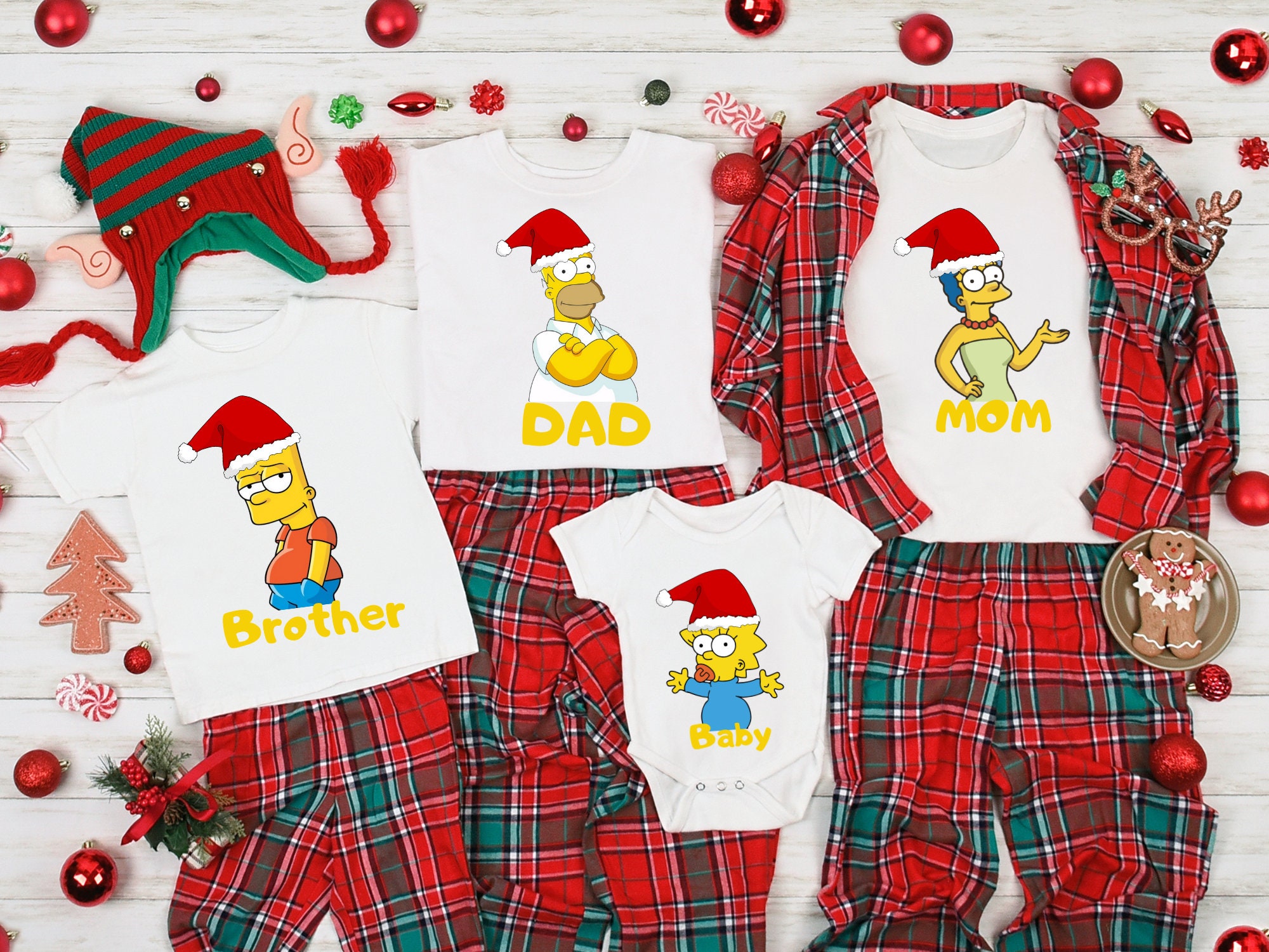 Discover Camiseta Navidad La Familia Simpsons Divertido Lindo para Hombre Mujer