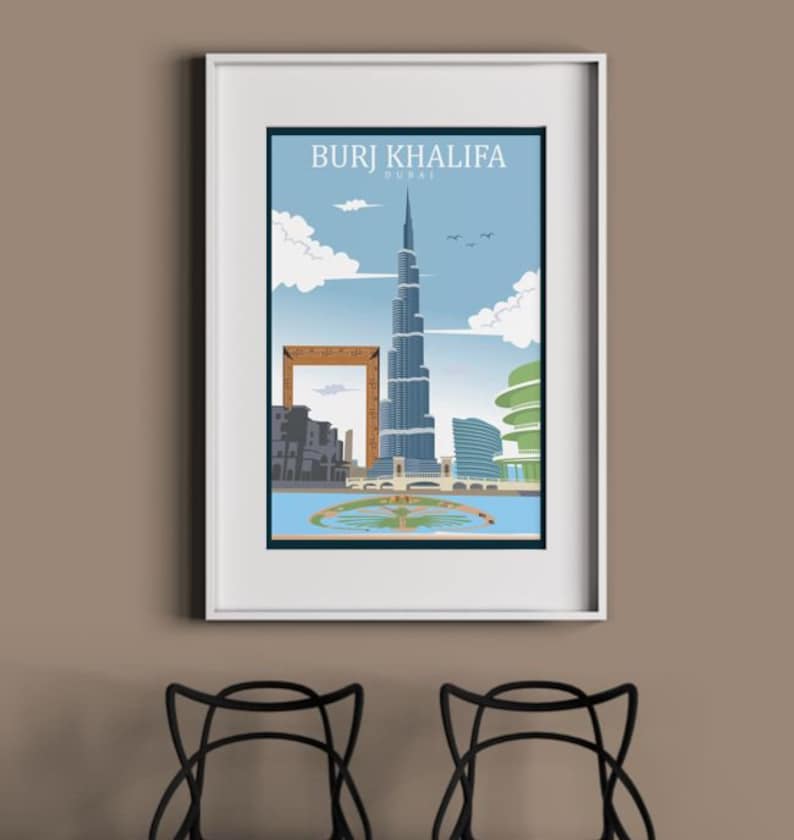 Burj Khalifa Poster Wall Art Print Dubai Frame Wall Art Palm Jumeirah