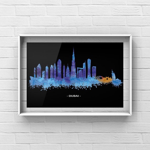 Dubai Skyline Poster Wall Art Print Dubai City Wall Art Etsy