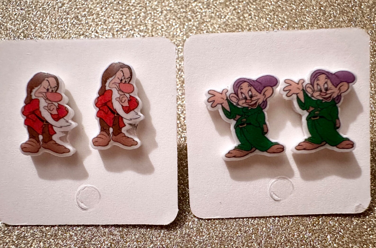 Disney Seven Dwarves Dwarf Earrings Dopey and Grumpy Disney Etsy