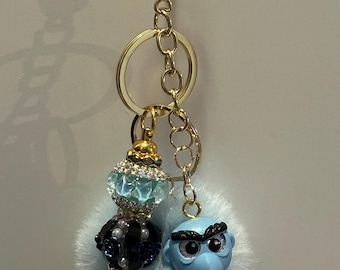 Sam Eagle Keychain | Sparkly Blue Muppet Bag Charm | Handmade Character Accessory