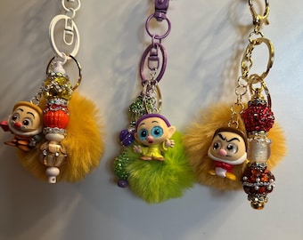 Llavero de los Siete Enanitos / Colgante para bolso inspirado en Blancanieves / Llavero de enanito Disney / Llavero de Dr. Gruñón