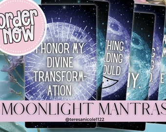Mothers Day Gift, Moonlight Mantras Oracle & Affirmation Cards, Moon Goddess Deck for the Divine Feminine, Manifestation,  Law of Attraction