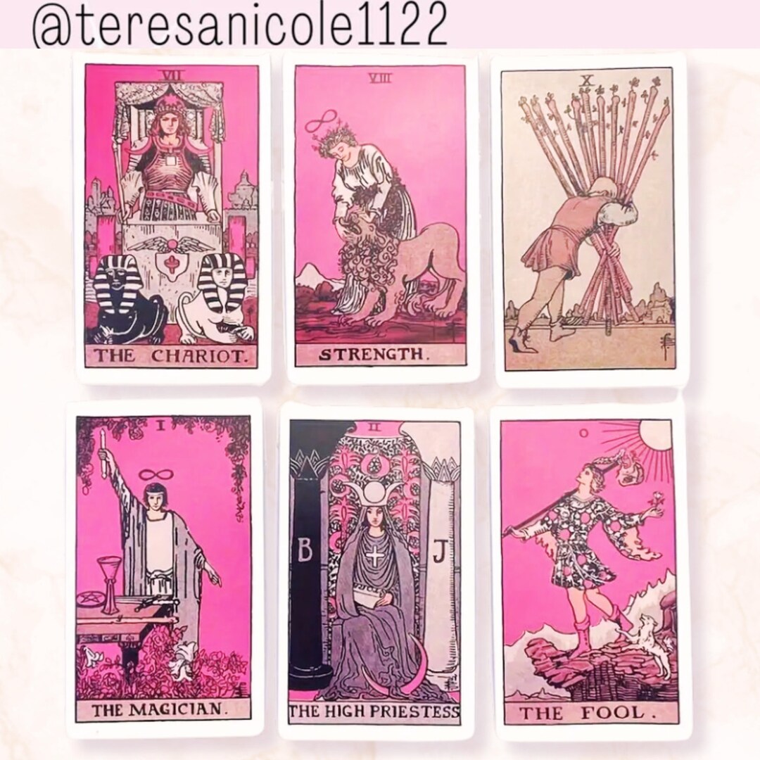Pink Tarot for Beginners, Rider Waite Tarot Card Deck for Psychic
