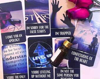 Blue Confessions of the Heart Oracle Deck for Tarot Readings, 51 Cards, Divine Masculine & Feminine Love Messages