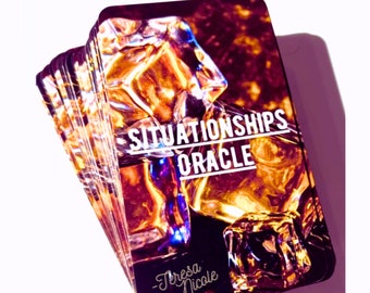 Love Oracle Deck! Situationships Oracle Deck for Lovers, 64 Cards, Twin Flame, Karmic Tarot Readings, Gold Divine Masculine & Feminine