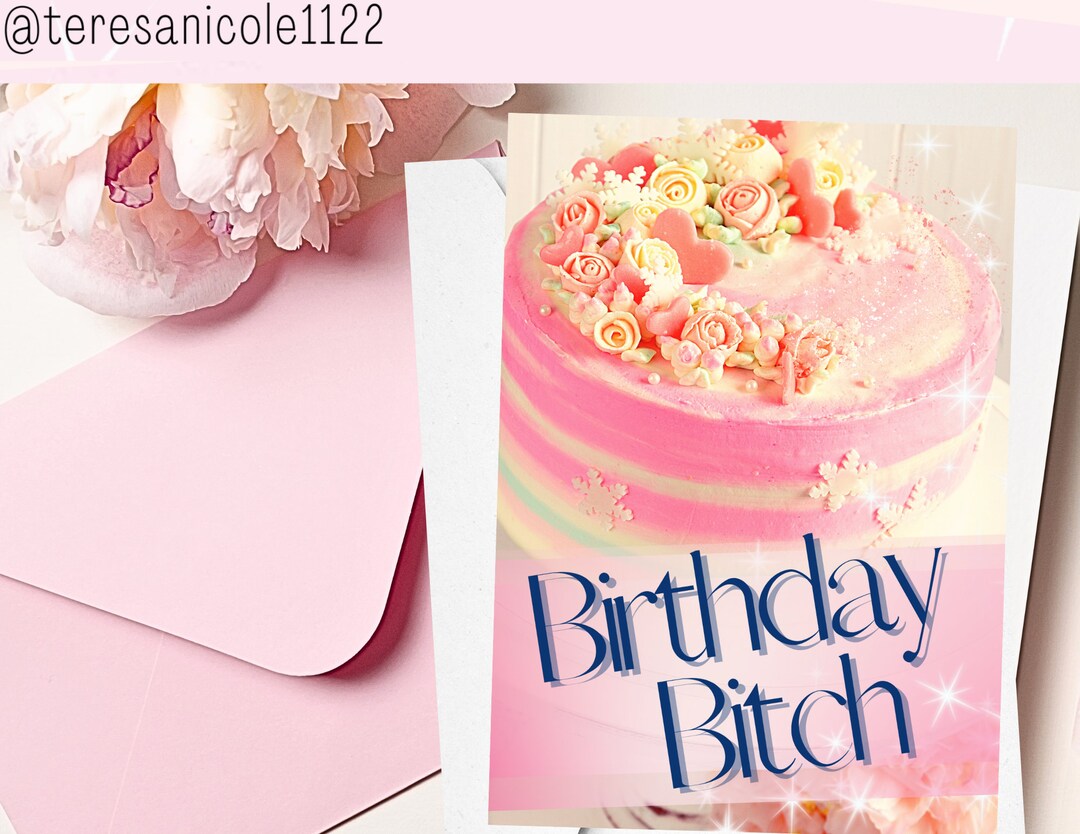 Pink Cake Birthday Card: DIY Printable Greeting (digital Download) - Etsy