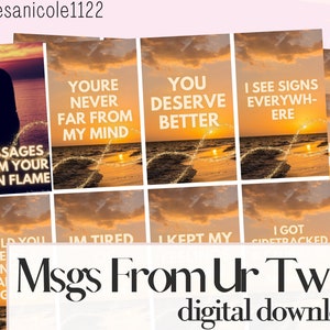 Messages From Your Twin Oracle Deck, Digital Download, DIY/ oracle cards for relationship tarot readings, INSTANT AUTOMATIC Printable