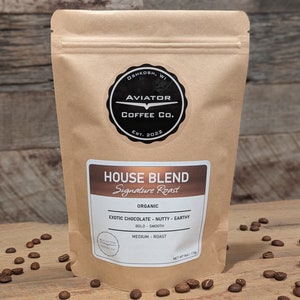 Signature • House Blend • Organic • Craft Roasted Coffee Beans • Arabica Coffee Beans • Medium Roast • Great for Gifts • Coffee Lovers