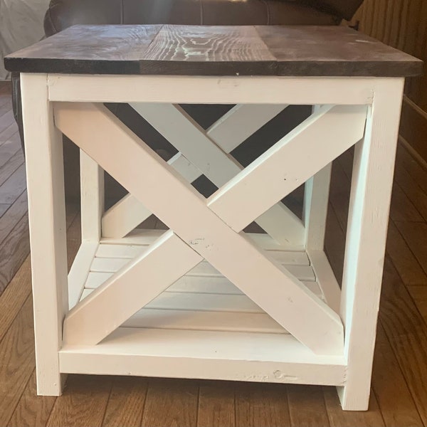 Farmhouse End Table Etsy