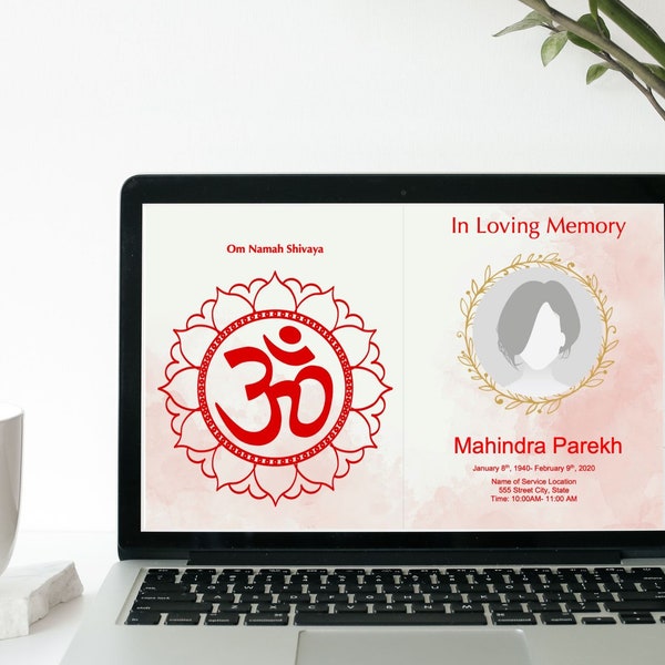 Funeral Program- Hindu Foldable Template- Word document