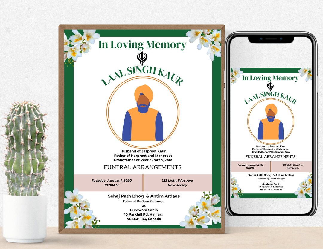 Indian Sikh Punjabi Funeral Program Etsy