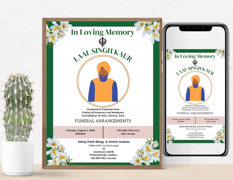 Indian Sikh Punjabi Funeral Program Etsy