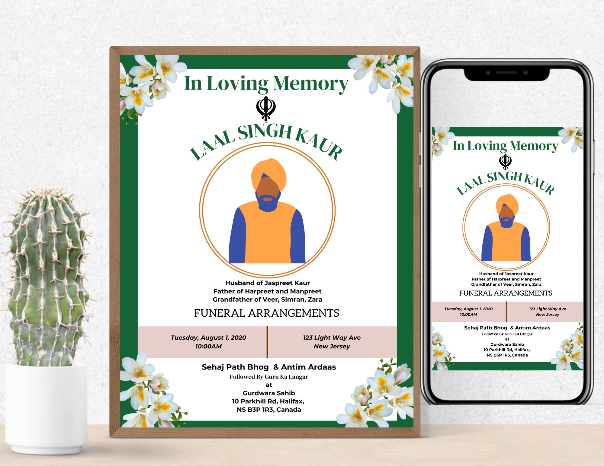 Indian Sikh Punjabi Funeral Program Etsy