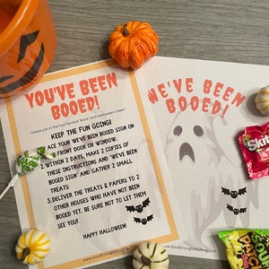 Je bent uitgejouwd Teken! We zijn uitgejouwd Spel! Halloween-afdrukbaar; Buurman Halloween-spel, direct downloaden, uitgejouwd teken, Boo-spel