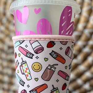 Books and Coffee Cups Coozie: Insulated Drink Sleeve for Iced Coffee/Drinks. image 5