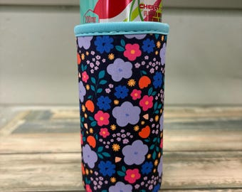 Floral Slim Can Sleeve: Insulated Drink Holder for 12oz Cans