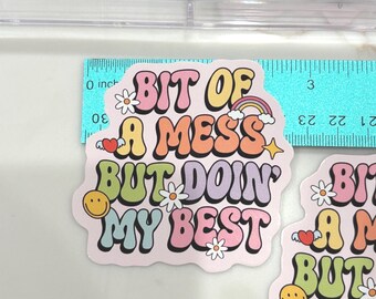 Doing my Best (Positive Energy) Sticker - Waterproof Inspirational Gift. Sticker with phrases. Mental Health Awareness.