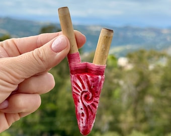 KURIPE - / Aplicador chamánico (de bambú) para rapé / pipa autoaplicadora para rapé