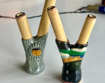 KURIPE - / Aplicador de rapé chamánico (de bambú) / Pipa autoaplicadora para Rapé