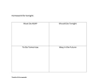 no more homework clipart Homework Matrix and Weekly Test planner- ADHD, executive function, school, college, high school, middle school