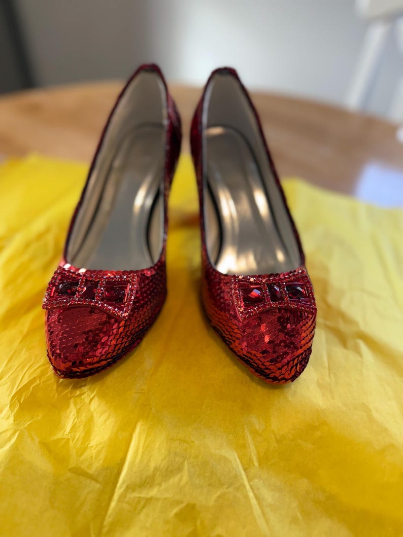 Custom Ruby Sequin Heels immagine 10