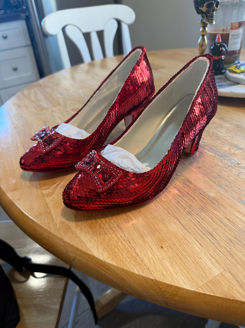 Custom Ruby Sequin Heels immagine 8