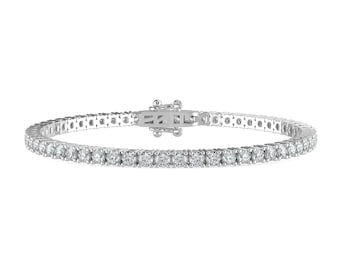 15 Carat Round Cut GH-SI Natural Diamond Classic Tennis Bracelet 4 Prong 14K Gold for Women