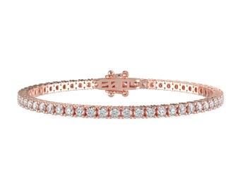 12 Carat Round Cut GH-SI Natural Diamond Classic Tennis Bracelet 4 Prong 14K Gold for Women