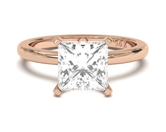 0.75CT Princess Cut Solitaire Near Colorless  (F-G) Color  with VS/ SI Clarity Lab-Grown Engagement Diamond Ring for Women 14K Gold