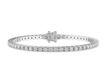 15 Carat Round Cut GH-I1 Natural Diamond Classic Tennis Bracelet 4 Prong 14K Gold for Women