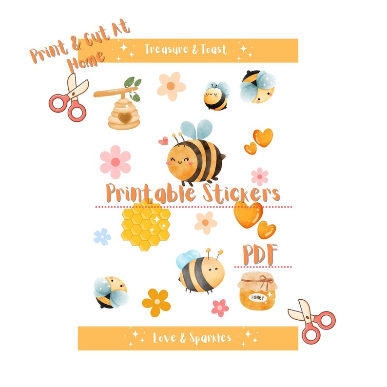 Beeloved Bumblebee Sticker Sheet Print & Cut Bee Sticker Etsy