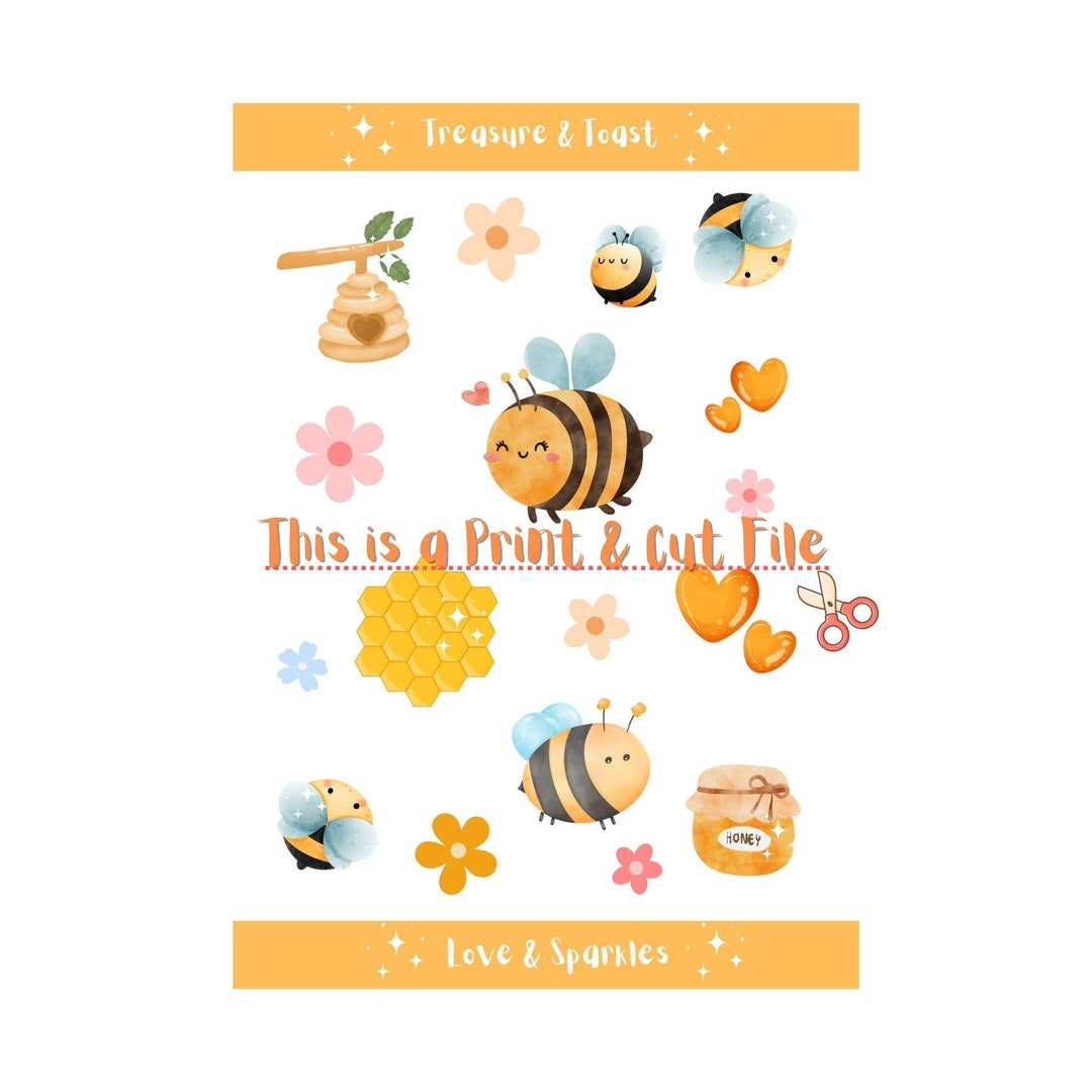Beeloved Bumblebee Sticker Sheet Print & Cut Bee Sticker Etsy