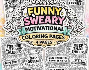 Dibujos para colorear con palabrotas divertidas / Alivio del estrés para adultos (Descarga PDF)