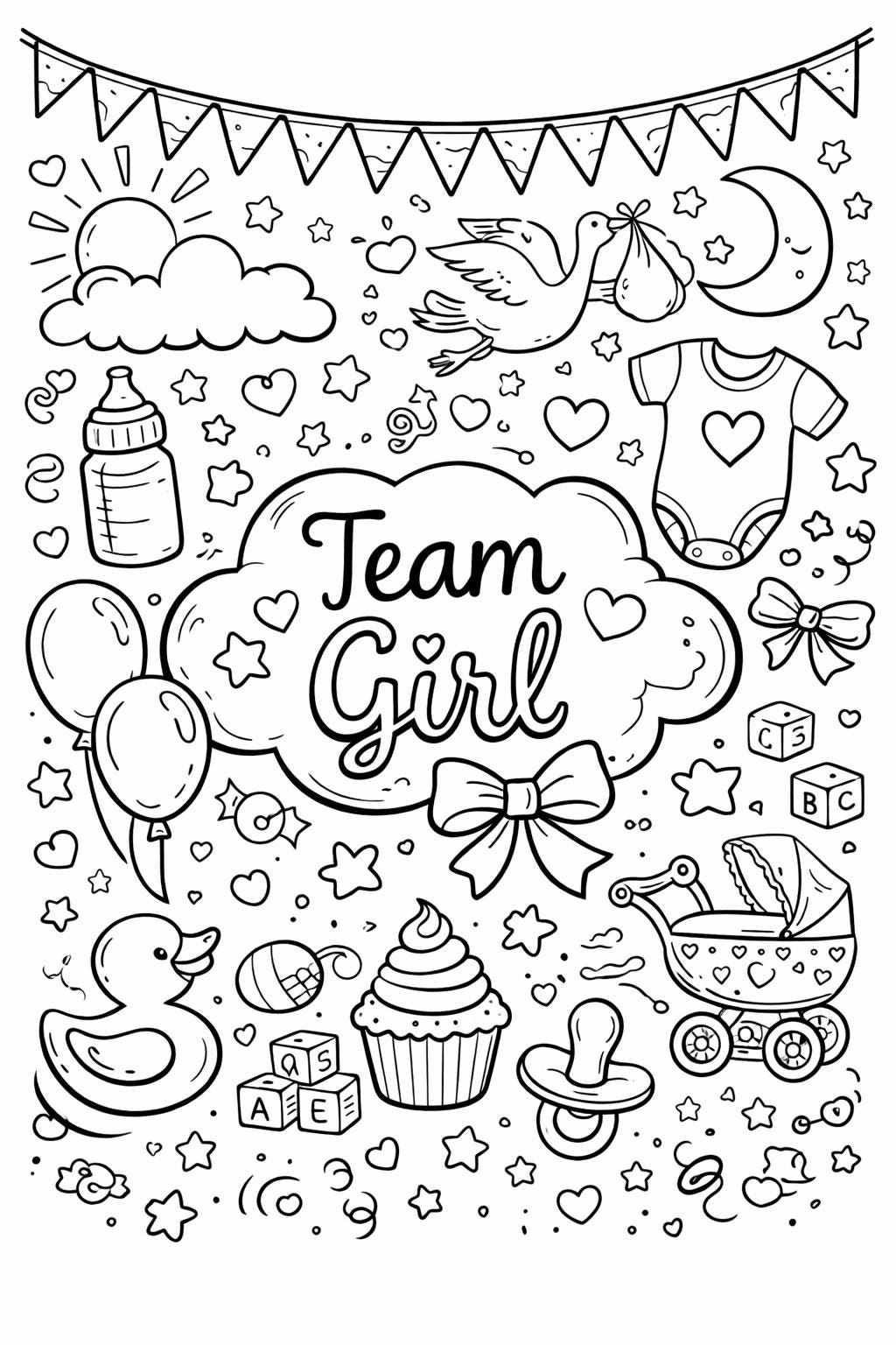 Gender Reveal Coloring Pages | Team Boy, Team Girl (instant Download ...