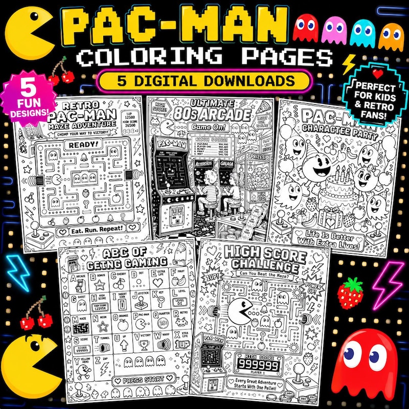 Retro Arcade Coloring - Etsy