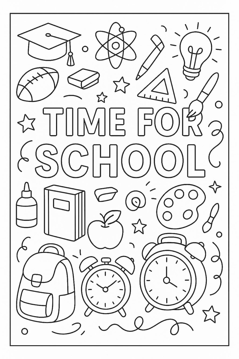 Back to School Coloring Pages Bundle | 4 Printable Fun Designs for Kids ...