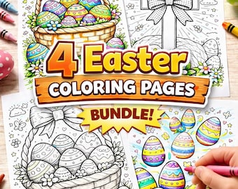 Paquete de páginas para colorear de Pascua, imprimibles cristianos de Pascua, hojas de actividades de Pascua para niños, cruz de «¡Ha resucitado!», páginas para colorear para niños pequeños en edad preescolar.