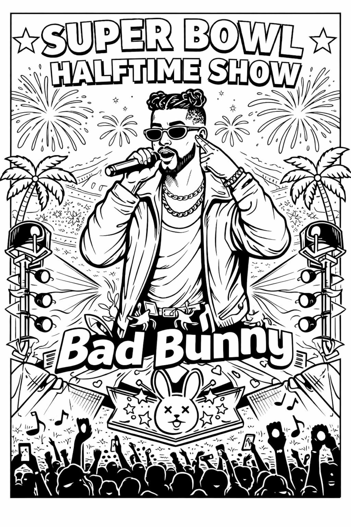 Super Bowl 2026 Coloring Pages | Halftime Show, Football Party (instant ...