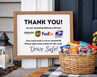 Lieferung Fahrer Danke Schild: Snack Station Printable (Instant Download)