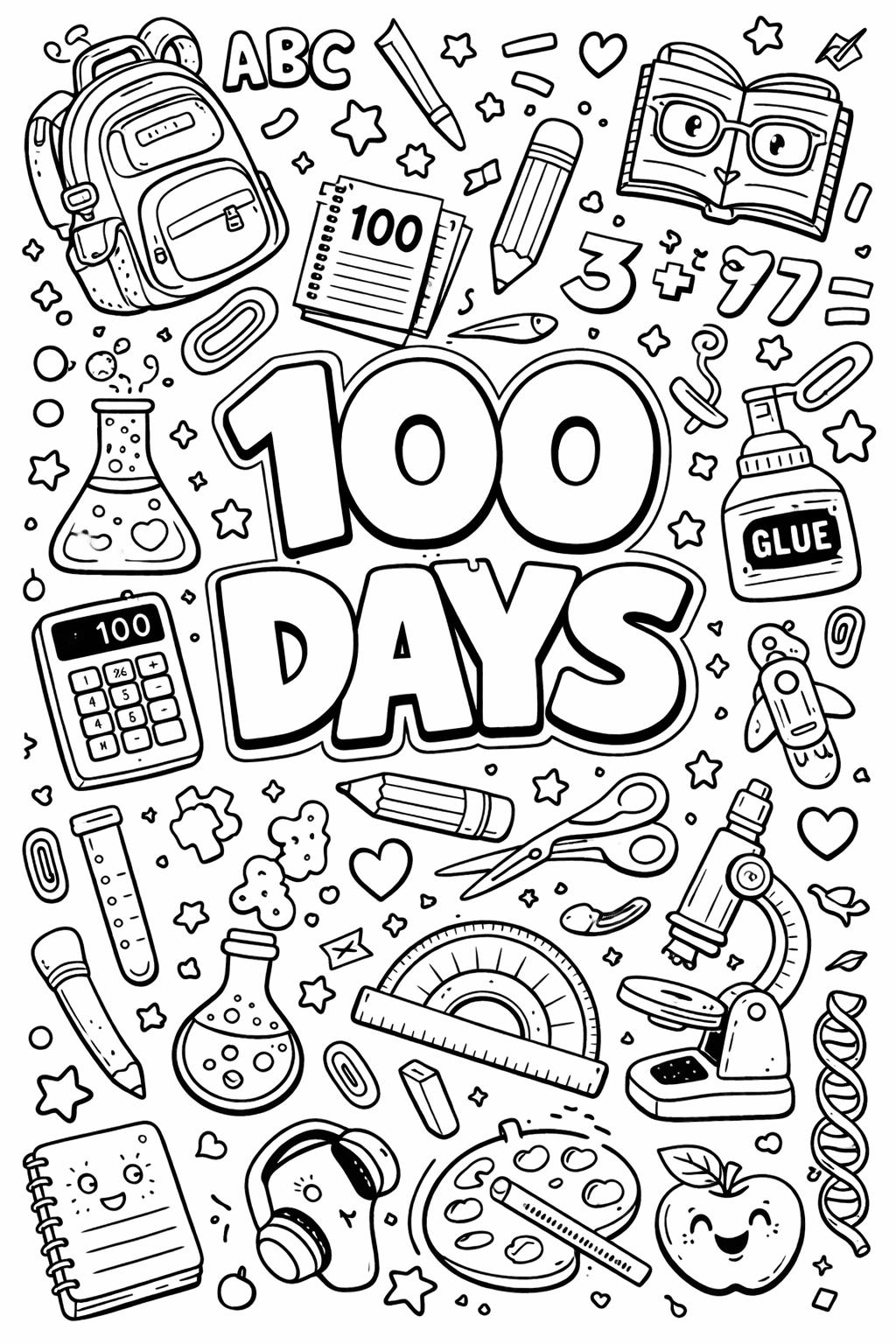 100 Days of School Coloring Pages for Kids | Fun 100th Day School ...