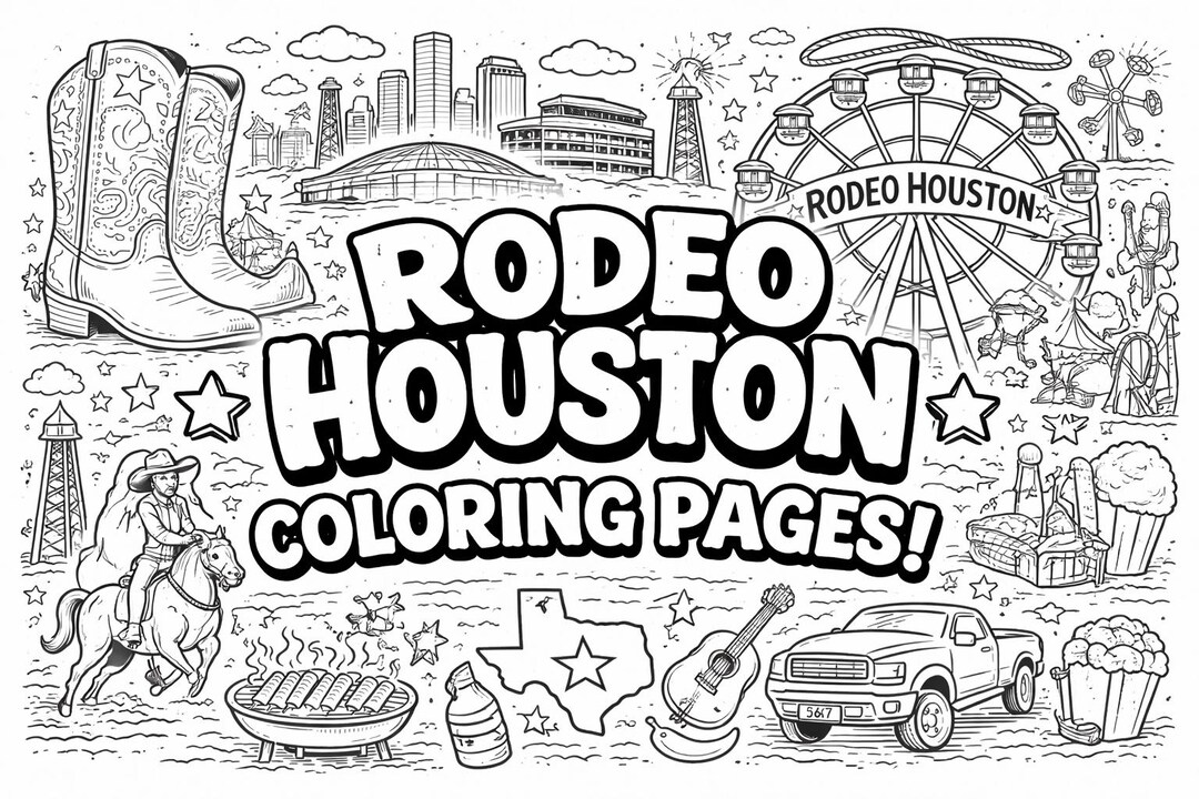 Rodeo Houston Coloring Pages | Texas Carnival Activity (digital ...